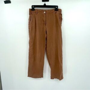 Alexandra Bartlett Linen Wide-Leg Pants – Brown, Size 2